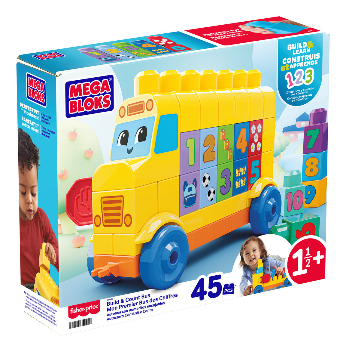 MEGA BLOKS Build & Count Bus 45-Piece Toddler Building Set