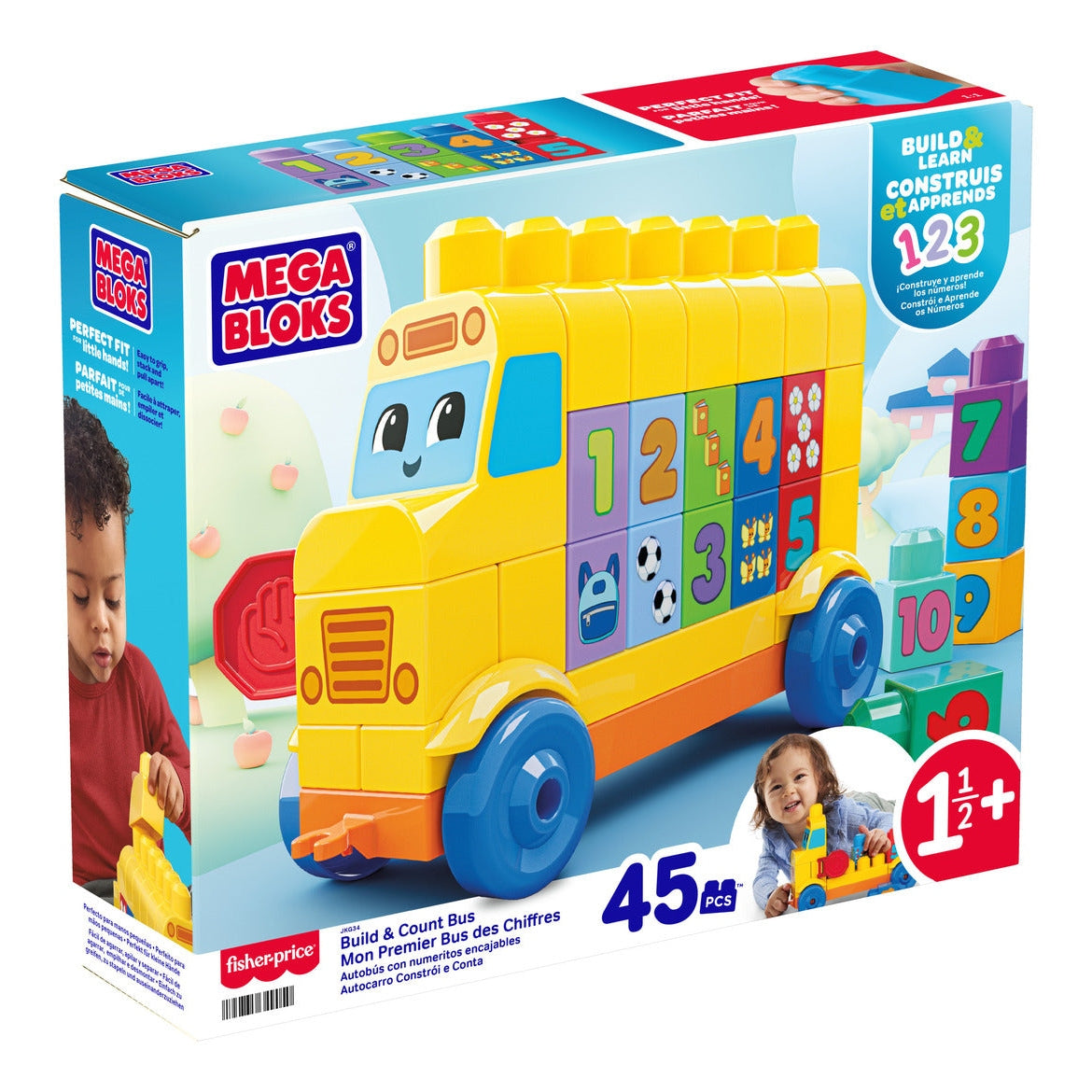 MEGA BLOKS Build & Count Bus 45-Piece Toddler Building Set