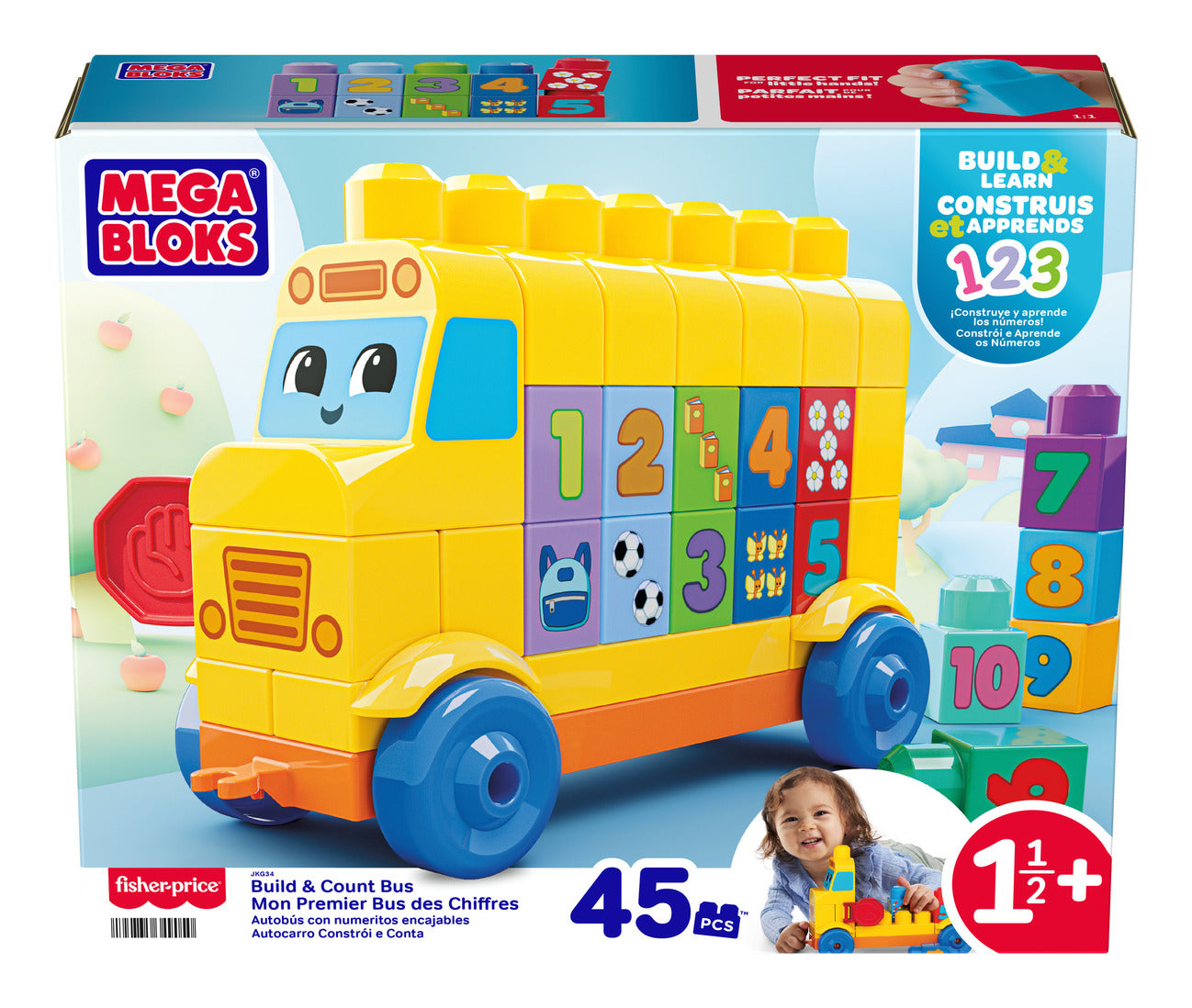 MEGA BLOKS Build & Count Bus 45-Piece Toddler Building Set