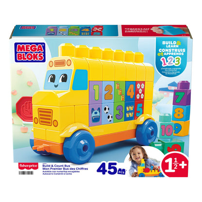 MEGA BLOKS Build & Count Bus 45-Piece Toddler Building Set