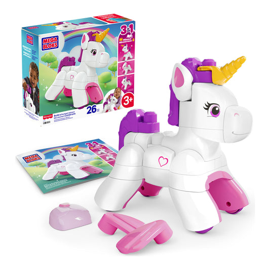 MEGA BLOKS Build & Enchant Unicorn 3-in-1 Building Set, 26 Pieces