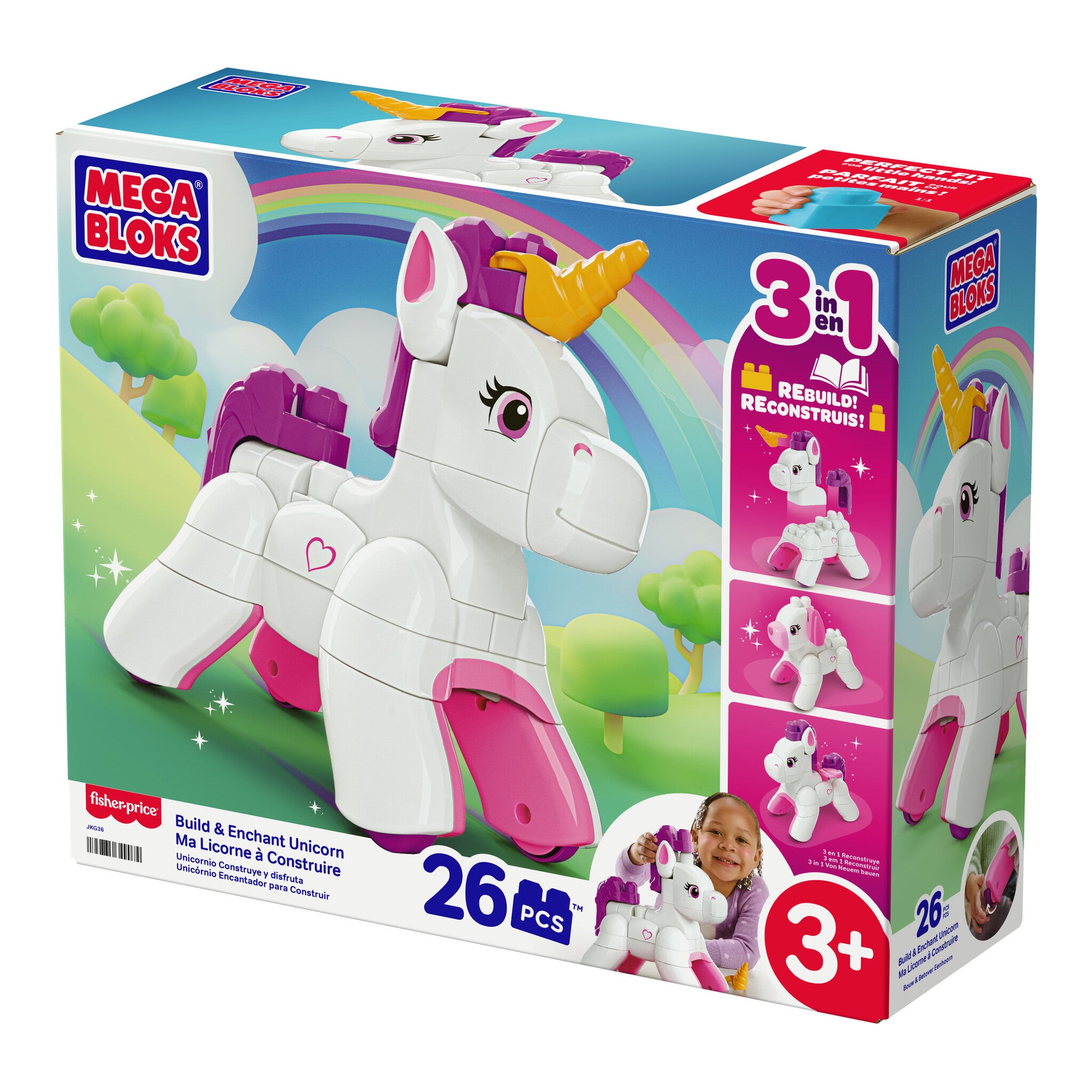 MEGA BLOKS Build & Enchant Unicorn 3-in-1 Building Set, 26 Pieces
