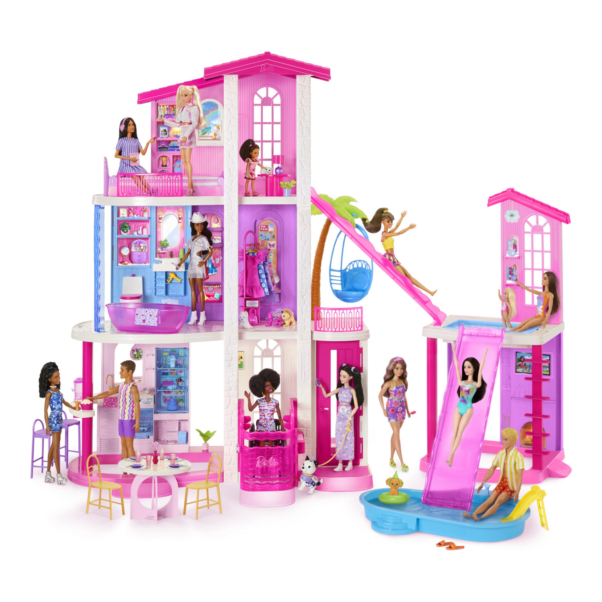 Barbie DreamHouse Dollhouse 2026 with 2 Pools, 2 Slides and 65+ Accessories
