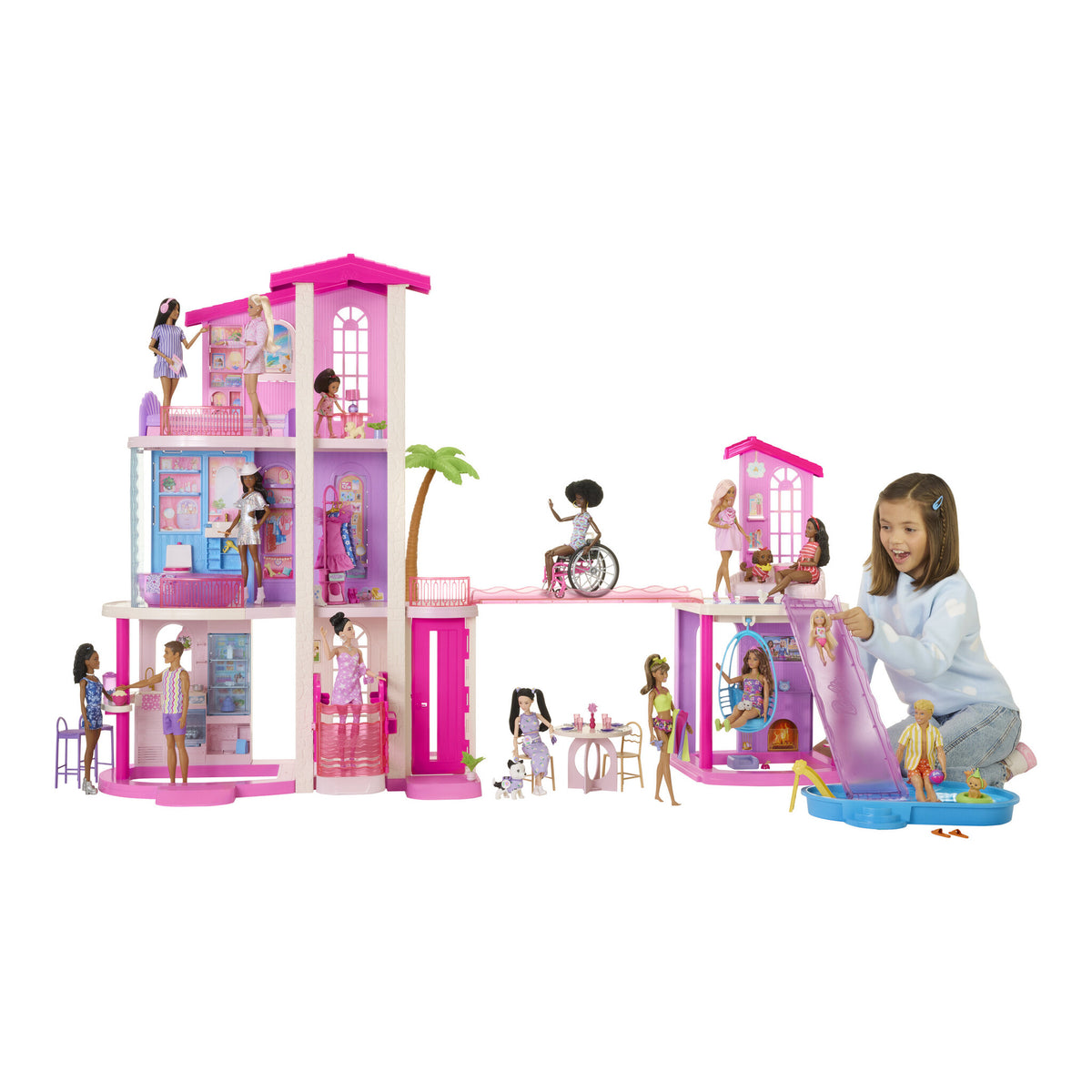 Barbie DreamHouse Dollhouse 2026 with 2 Pools, 2 Slides and 65+ Accessories