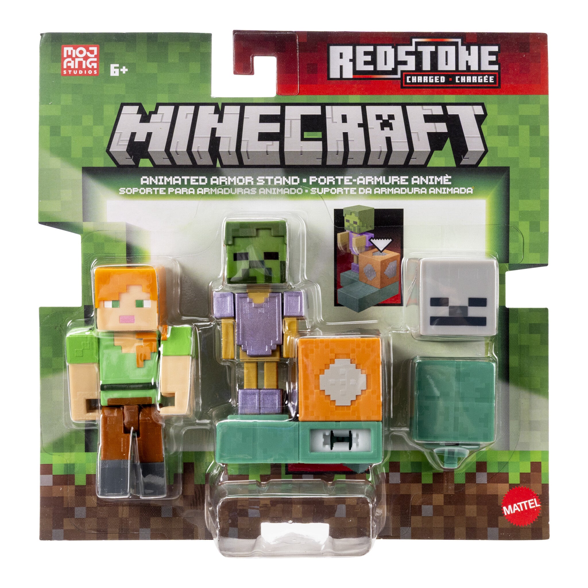 Minecraft Redstone Charged Animated Armour Stand Set with Alex Figure