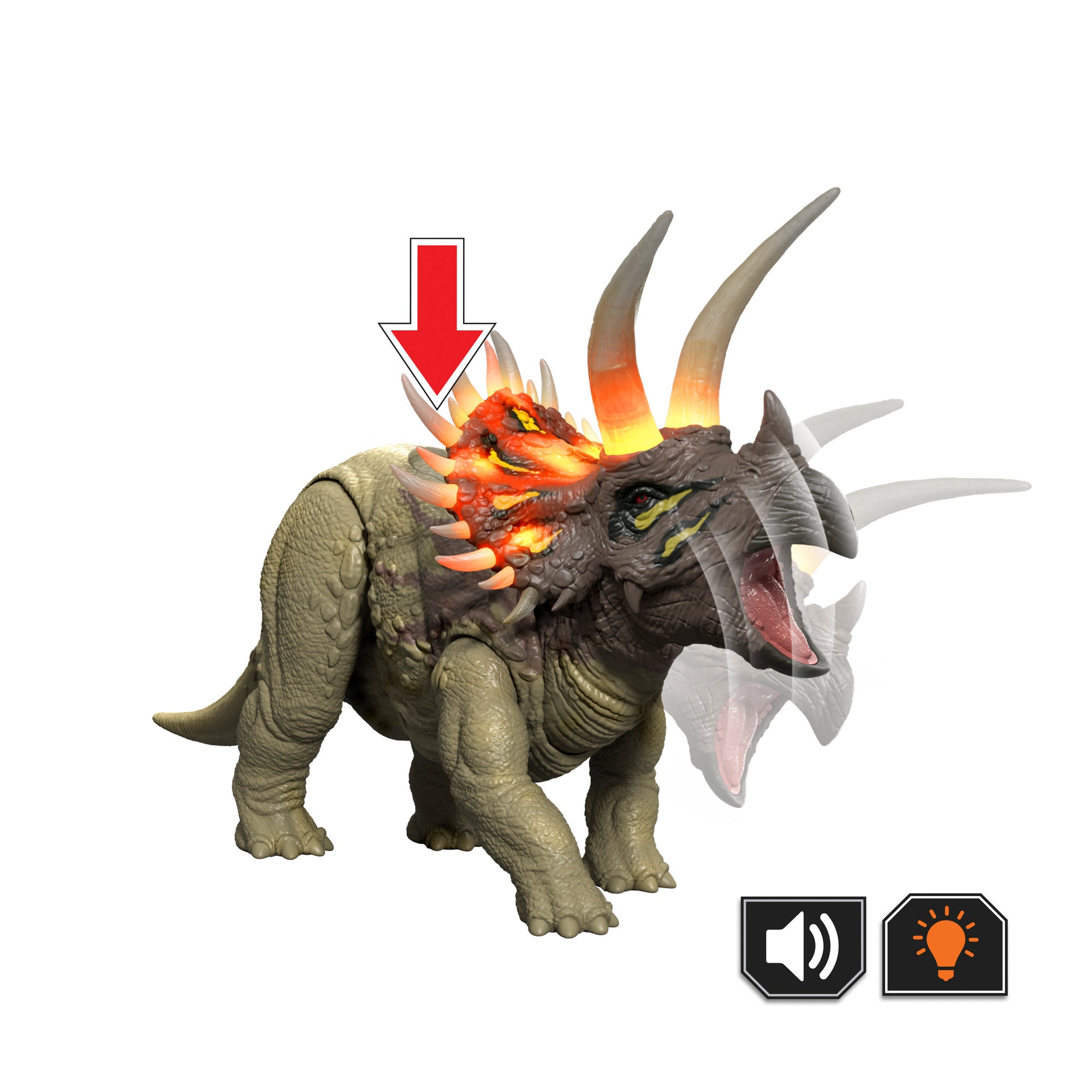Mattel Jurassic World Wild Roar Triceratops Dinosaur Figure