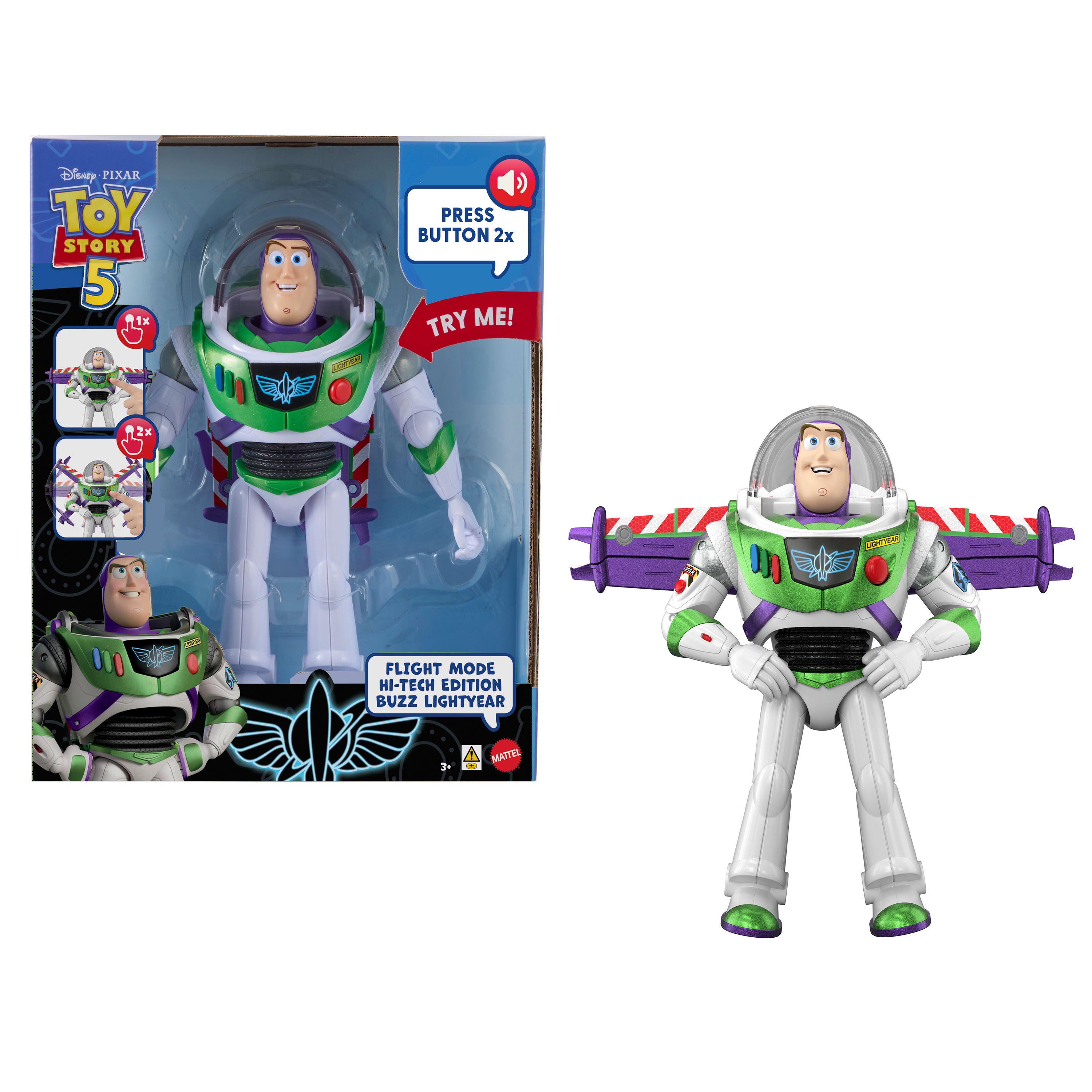Disney Pixar Toy Story 5 Buzz Lightyear Flight Mode Hi-Tech Edition Figure