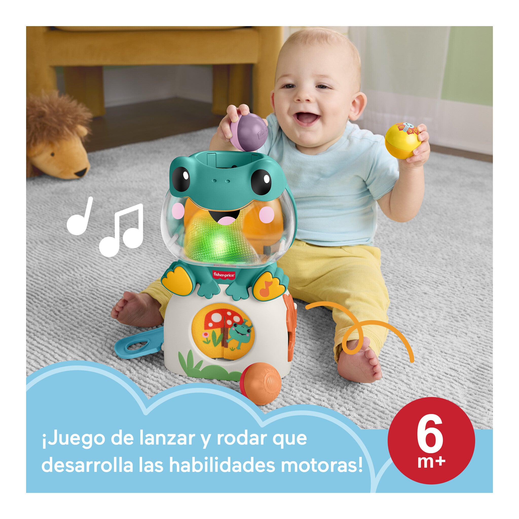 Fisher-Price Light-Up & Roll Frog Musical Ball Drop Activity Toy