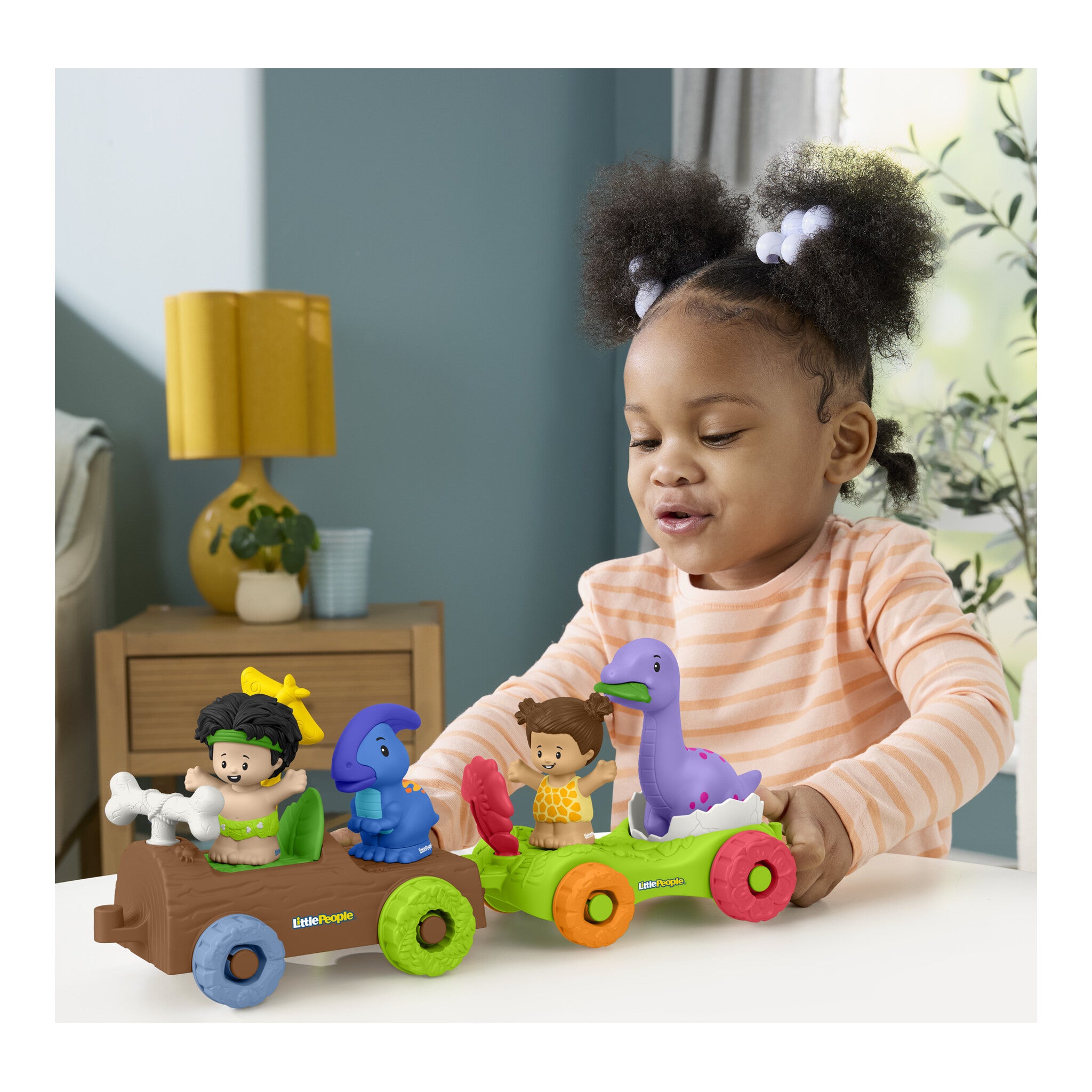 Fisher-Price Little People Dinosaur Parade Log Car with 2 Figures