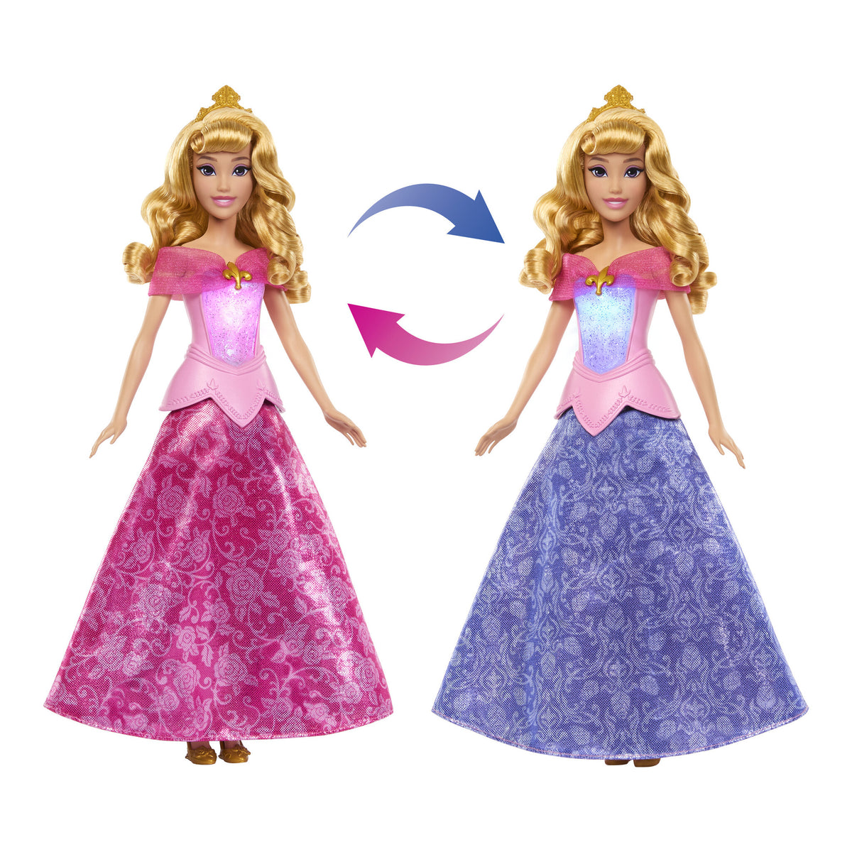 Disney Princess Aurora Pink to Blue Transforming Dress Fashion Doll with Lights