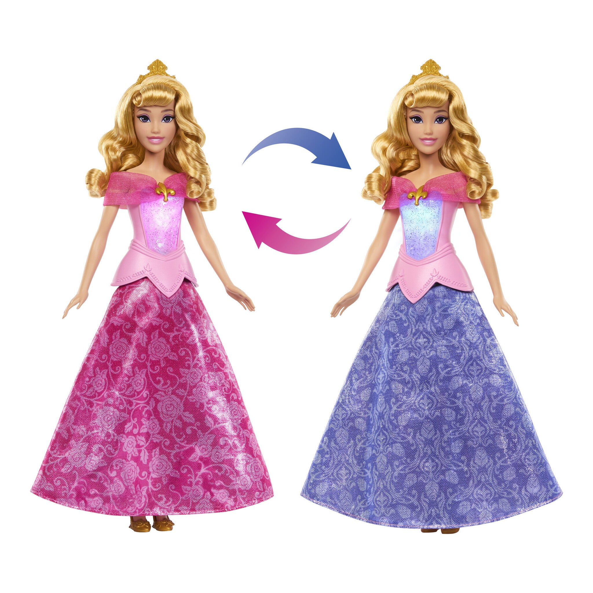 Disney Princess Aurora Pink to Blue Transforming Dress Fashion Doll with Lights