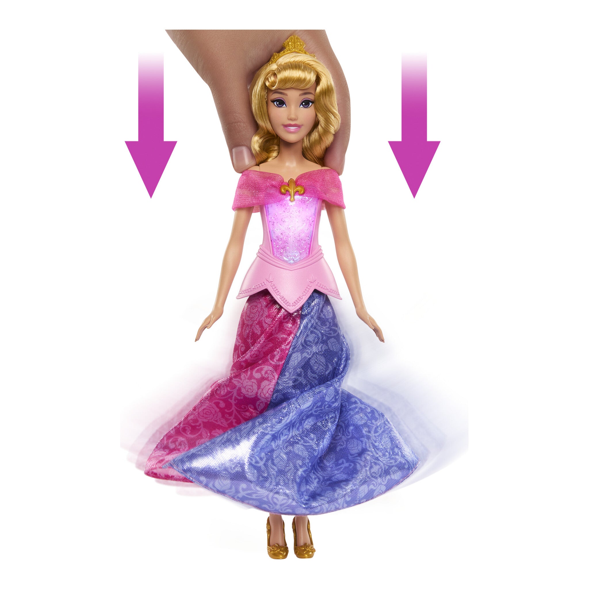 Disney Princess Aurora Pink to Blue Transforming Dress Fashion Doll with Lights