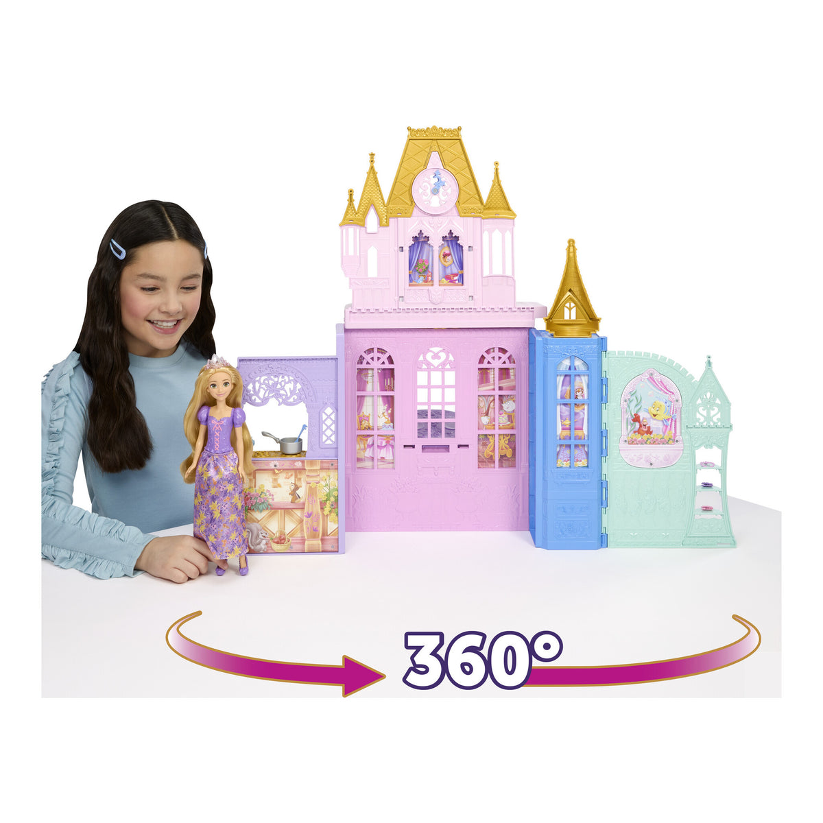 Disney Princess Rapunzel Close & Carry Castle Playset with Doll
