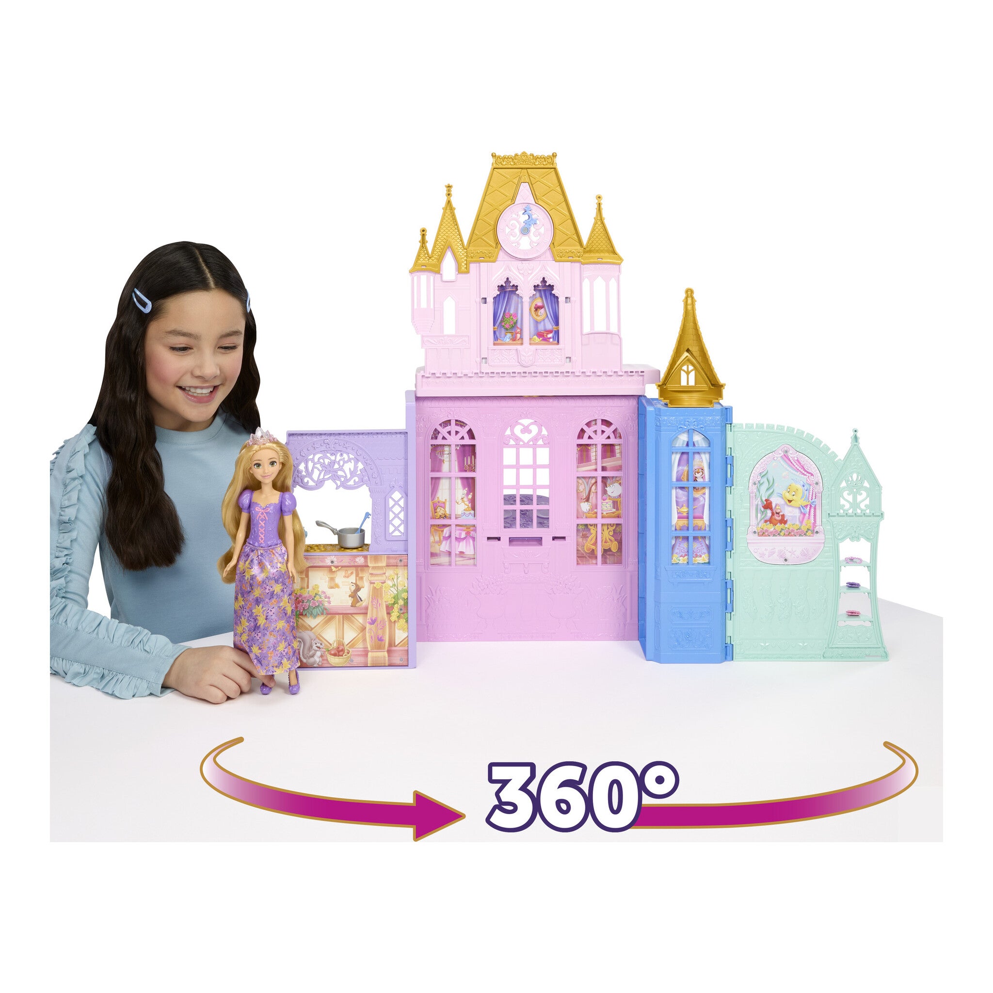 Disney Princess Rapunzel Close & Carry Castle Playset with Doll