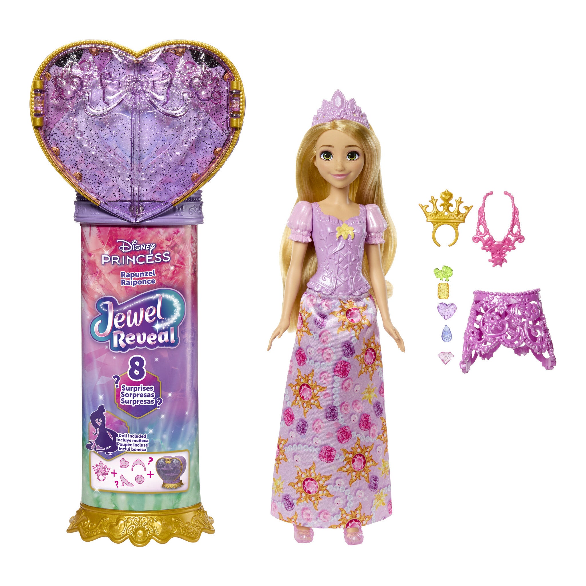 Disney Princess Jewel Reveal Rapunzel Fashion Doll with 8 Surprises