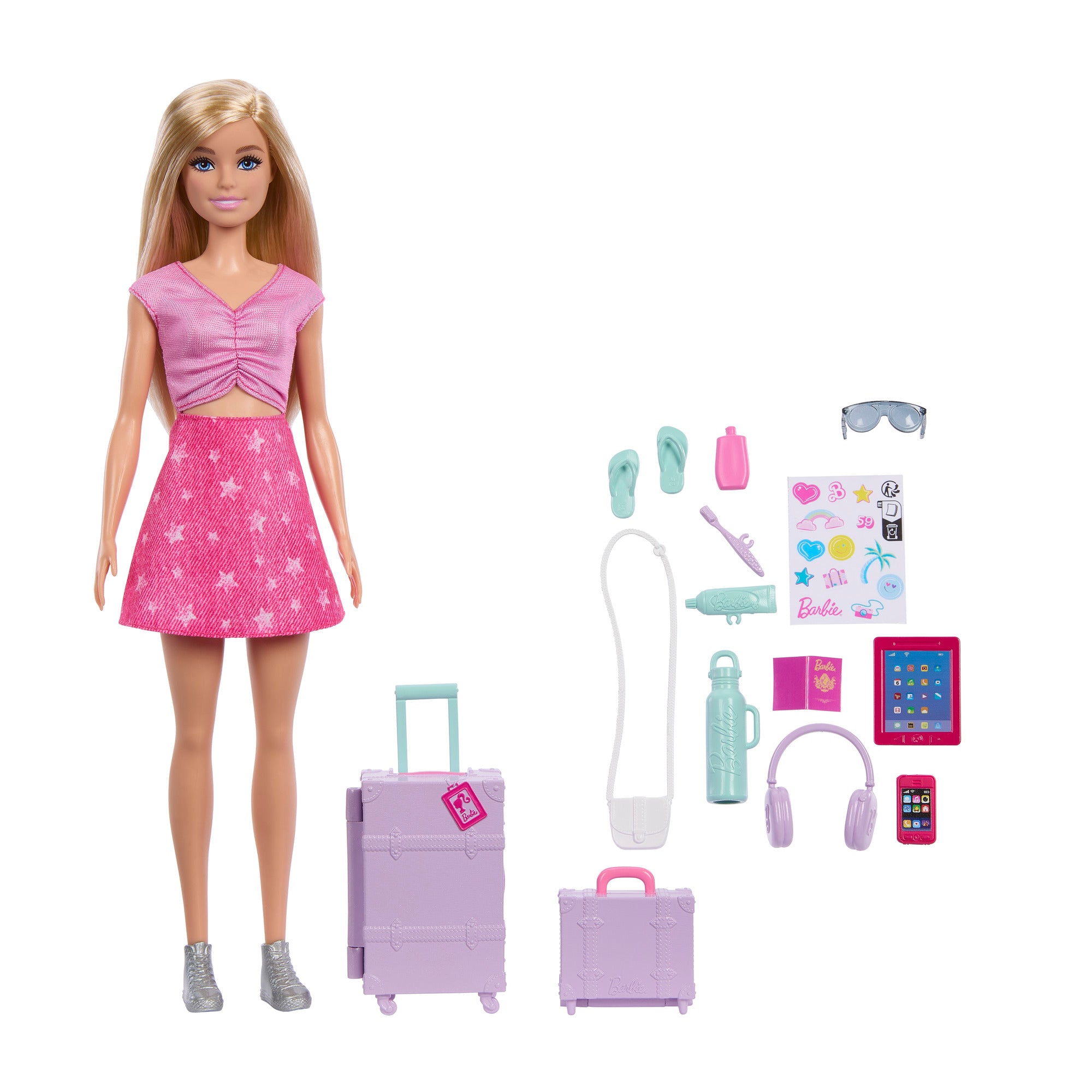 Barbie Limitless Adventure Malibu Fashion Doll with Travel Accessories