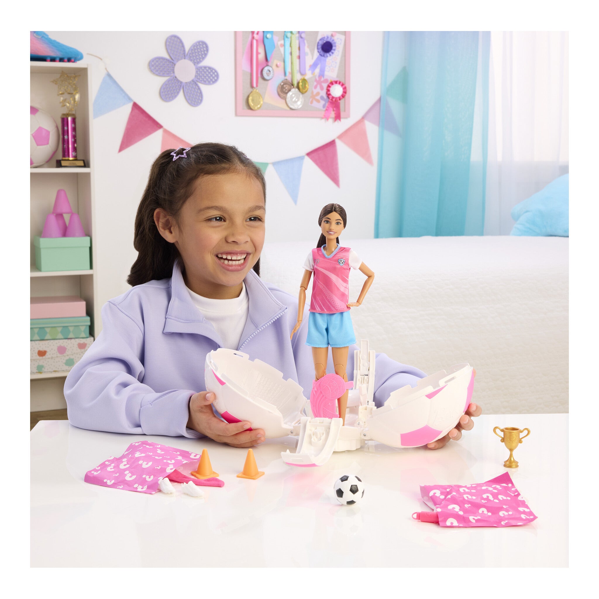 Barbie Team Barbie Roll & Reveal Soccer Player Doll and Accessories