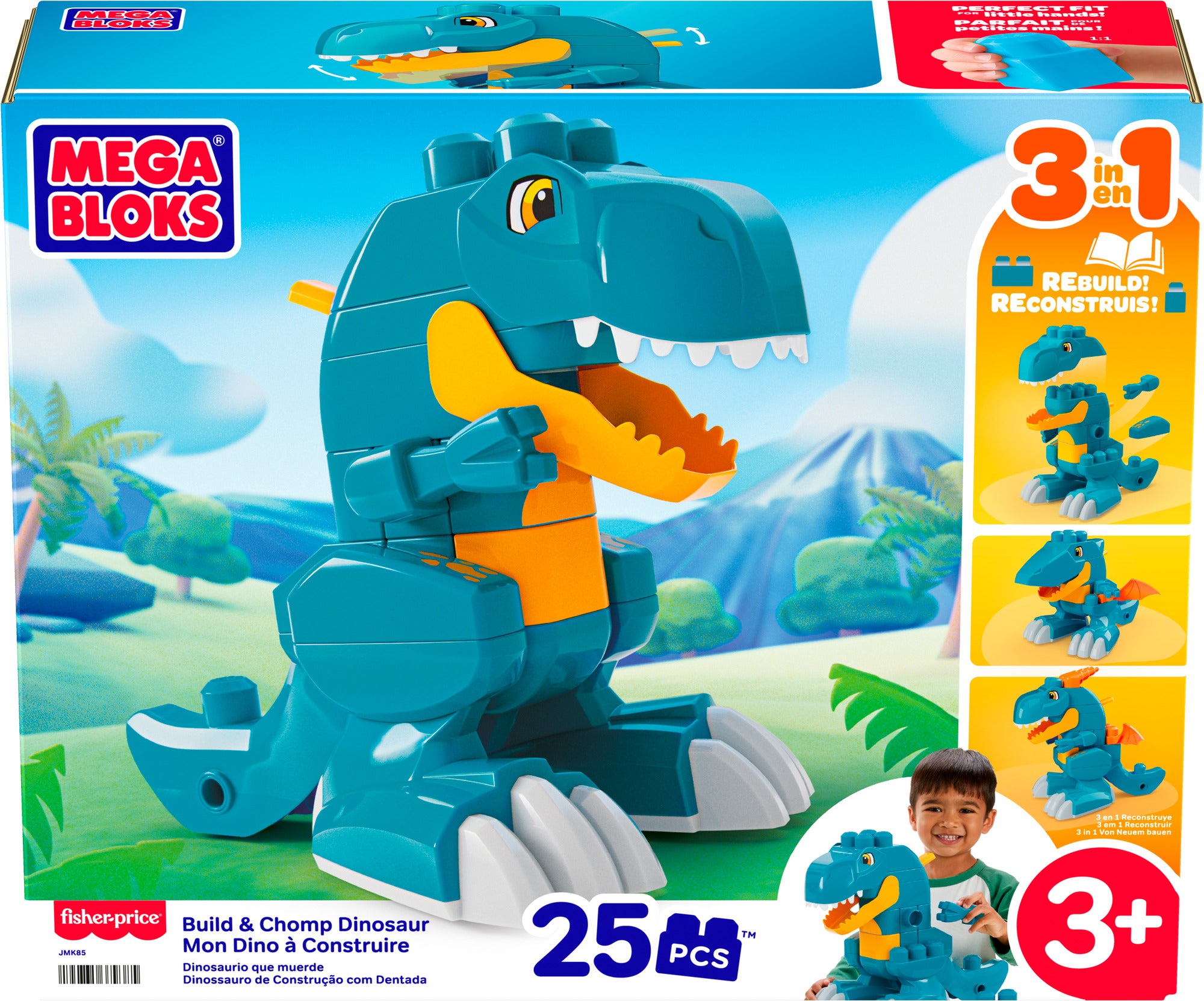 MEGA BLOKS Build & Chomp Dinosaur 3-in-1 Building Set, 25 Pieces