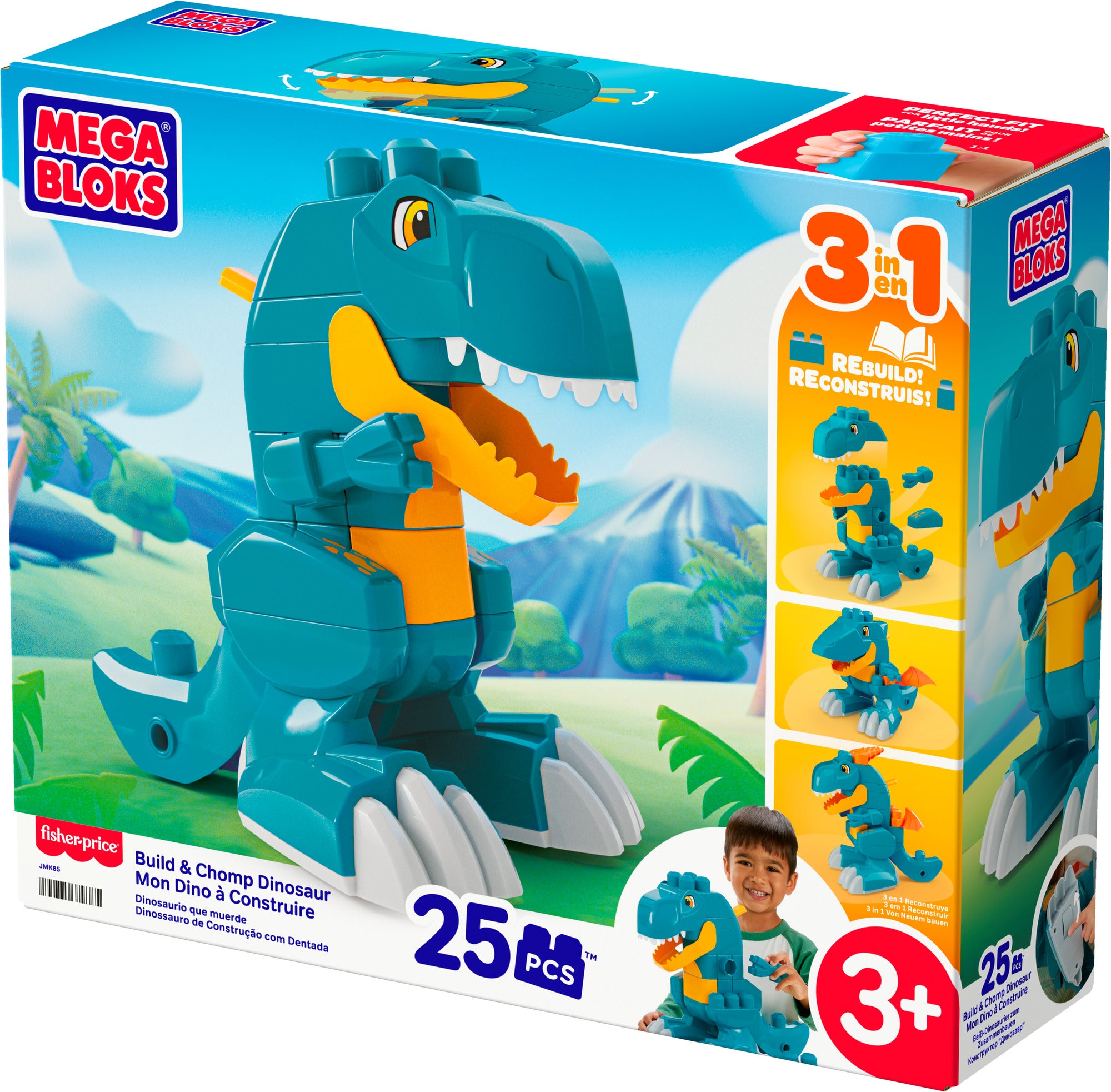 MEGA BLOKS Build & Chomp Dinosaur 3-in-1 Building Set, 25 Pieces