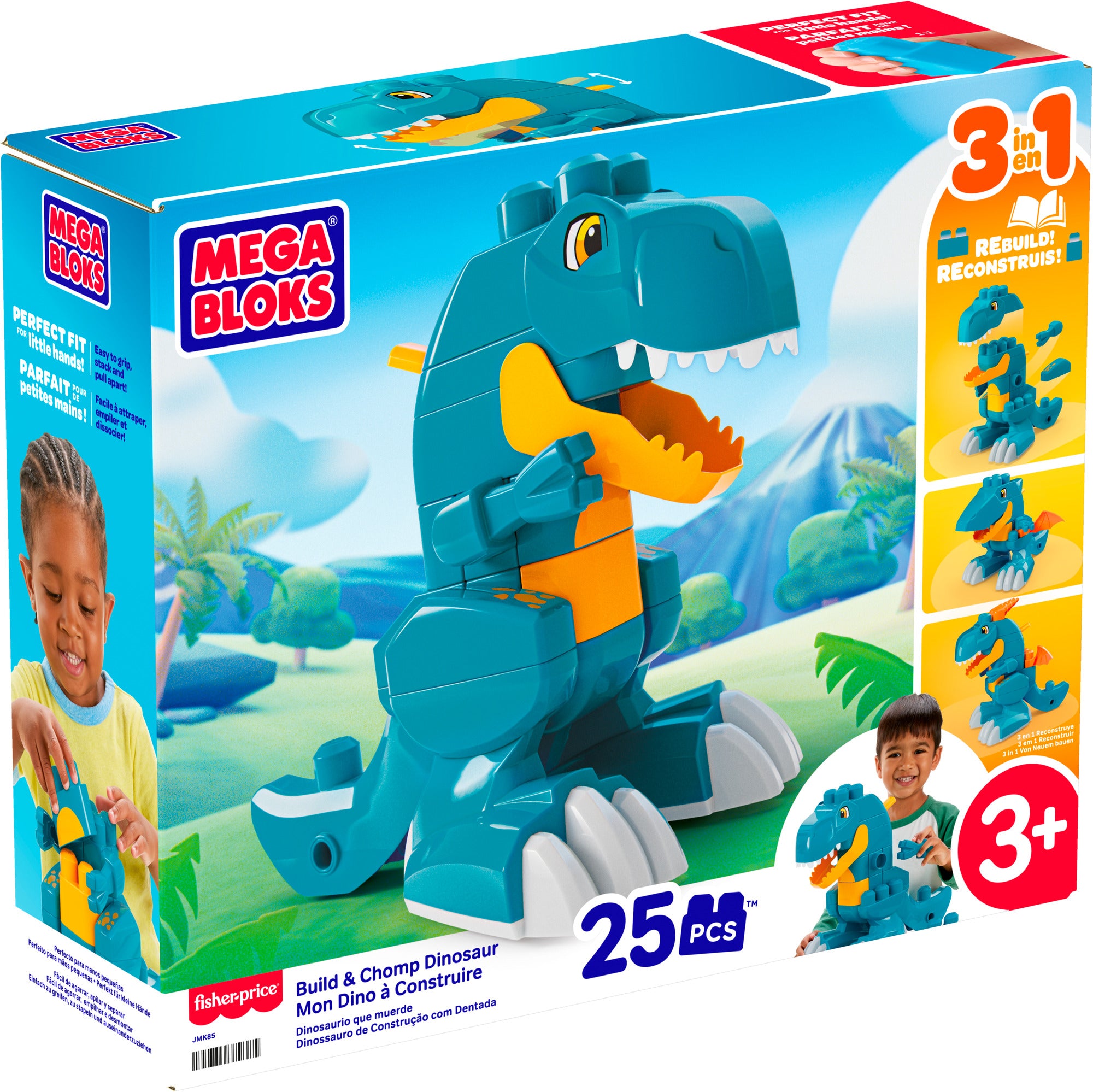 MEGA BLOKS Build & Chomp Dinosaur 3-in-1 Building Set, 25 Pieces