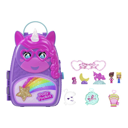 Polly Pocket Unicorn Travel Backpack Playset with 2 Micro Dolls