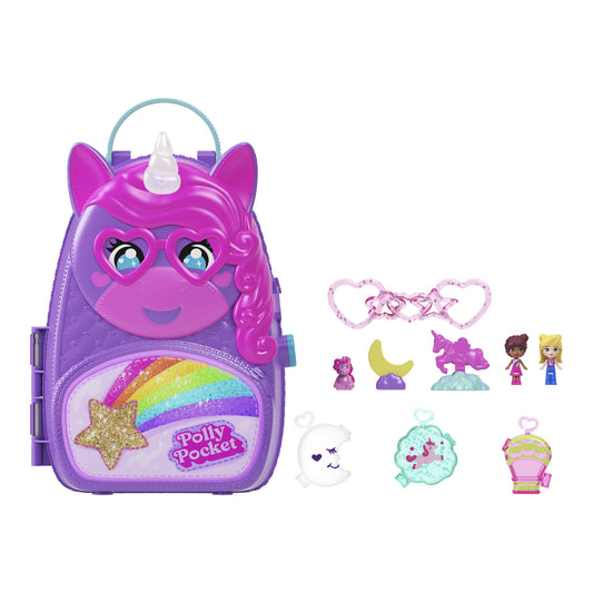 Polly Pocket Unicorn Travel Backpack Playset with 2 Micro Dolls
