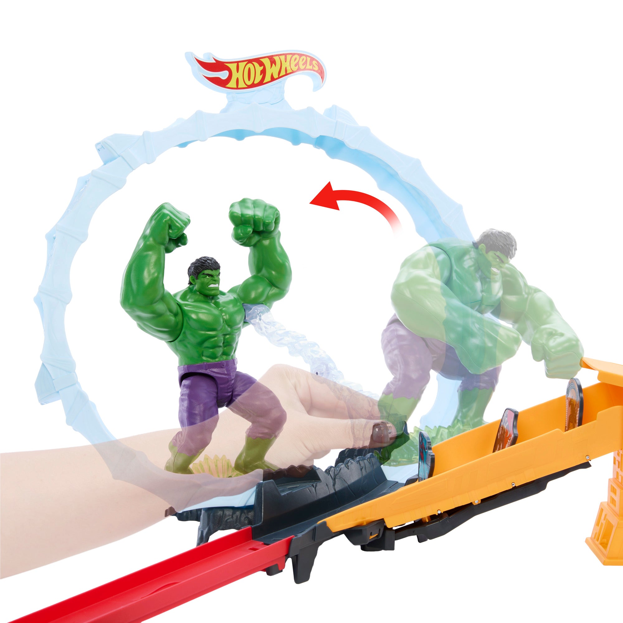 Hot Wheels Superstar Speeders Spider-Man & Hulk Smash Down Track Set