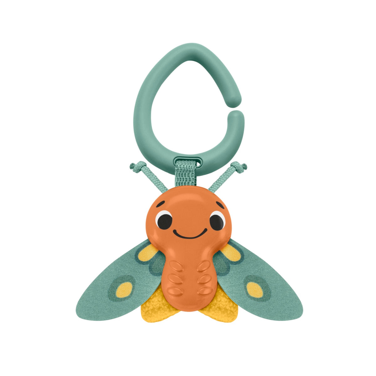 Sensimals moth rattle toy with green linking ring