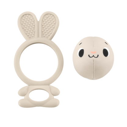 Sensimals bunny teether with removable soft jingle ball