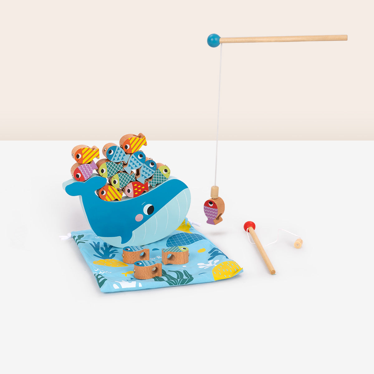 Tooky Toy Multifunction Wooden Fishing Game with Magnetic Rods
