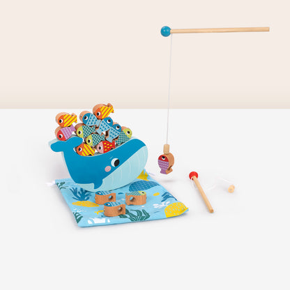 Tooky Toy Multifunction Wooden Fishing Game with Magnetic Rods
