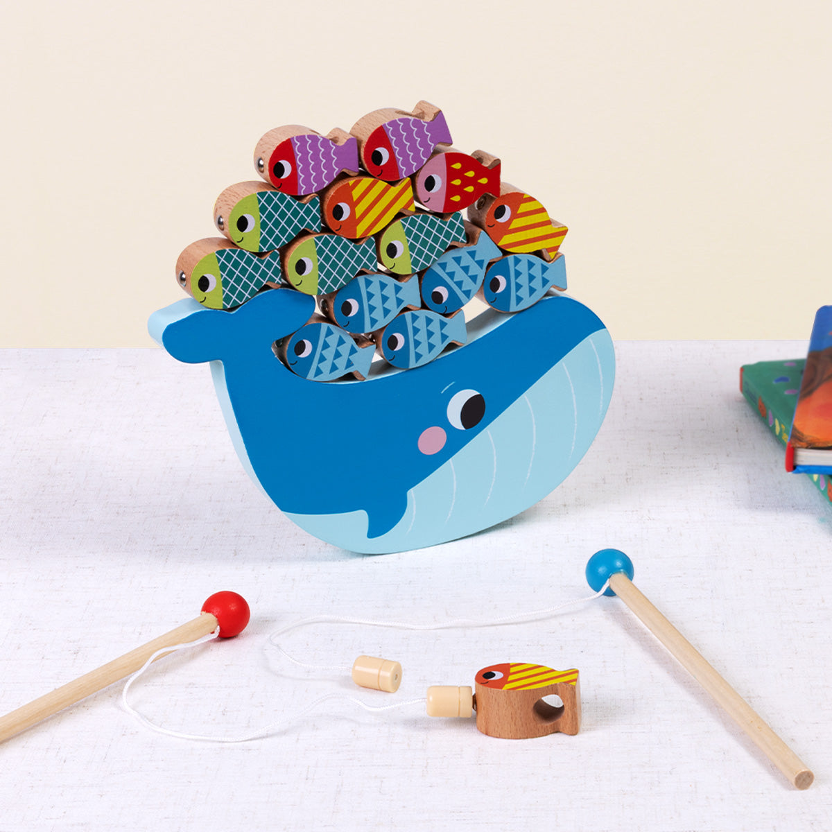 Tooky Toy Multifunction Wooden Fishing Game with Magnetic Rods