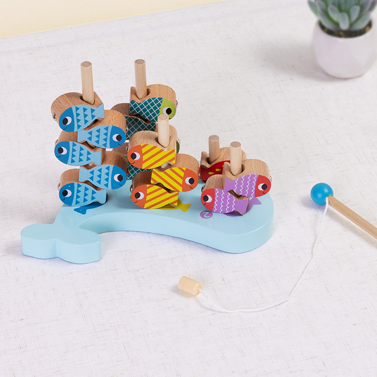 Tooky Toy Multifunction Wooden Fishing Game with Magnetic Rods