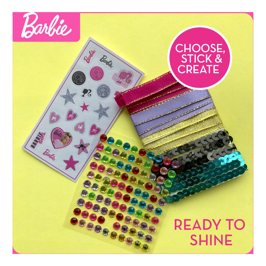 Barbie Make Your Own Outfit Sparkle Collection 130-Piece Fashion Design Set