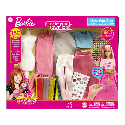 Barbie Make Your Own Outfit Sparkle Collection 130-Piece Fashion Design Set