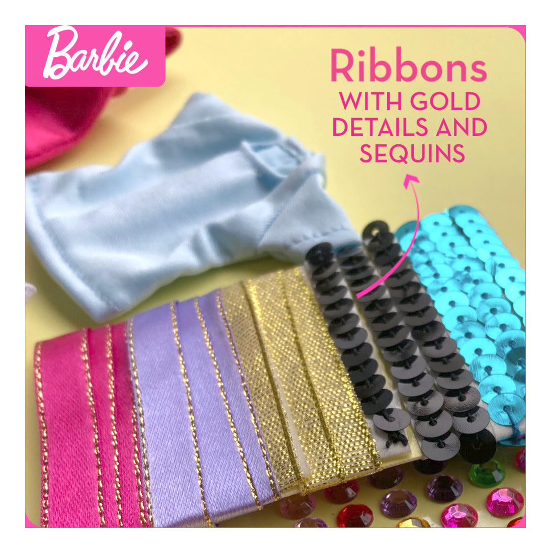 Barbie Make Your Own Outfit Sparkle Collection 130-Piece Fashion Design Set
