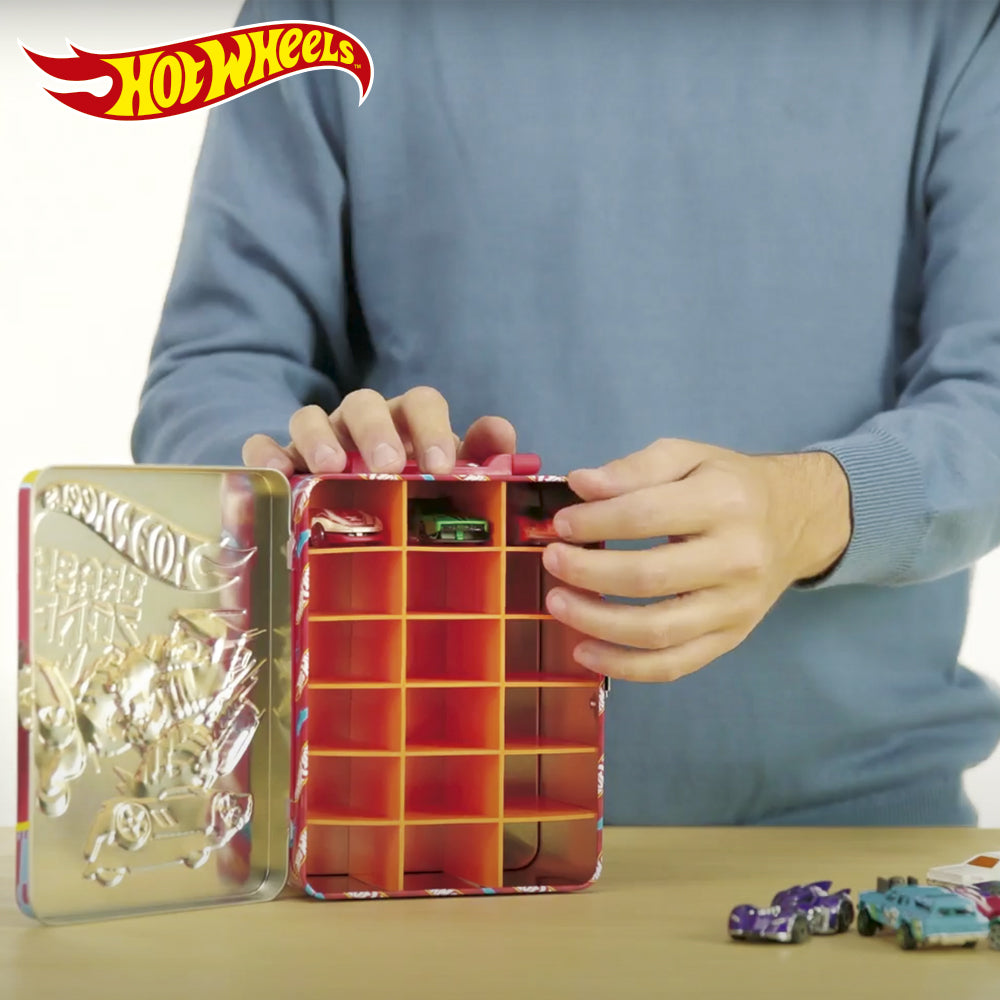 Hot Wheels Blue Tin Car Storage Case for 18 Cars