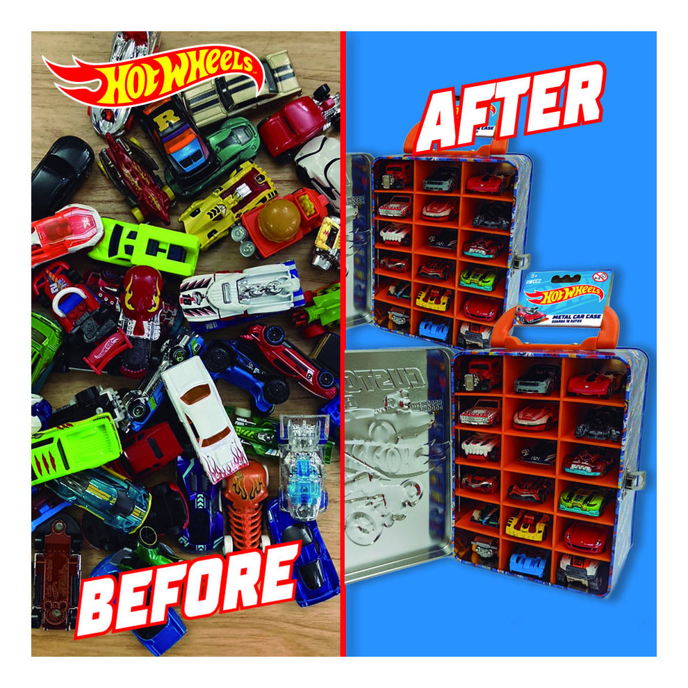 Hot Wheels Blue Tin Car Storage Case for 18 Cars