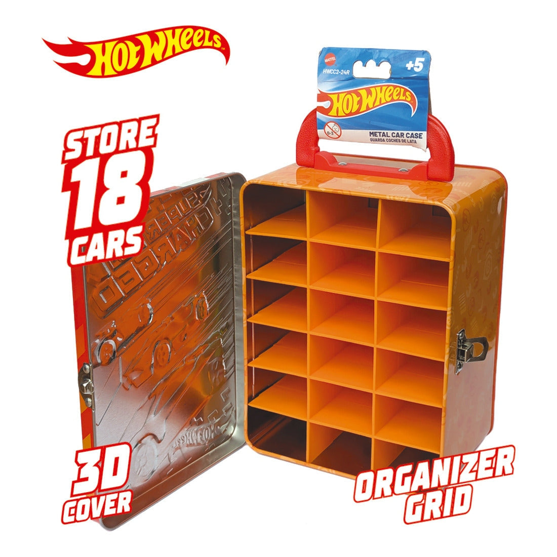 Hot Wheels Red Tin Car Storage Case for 18 Cars