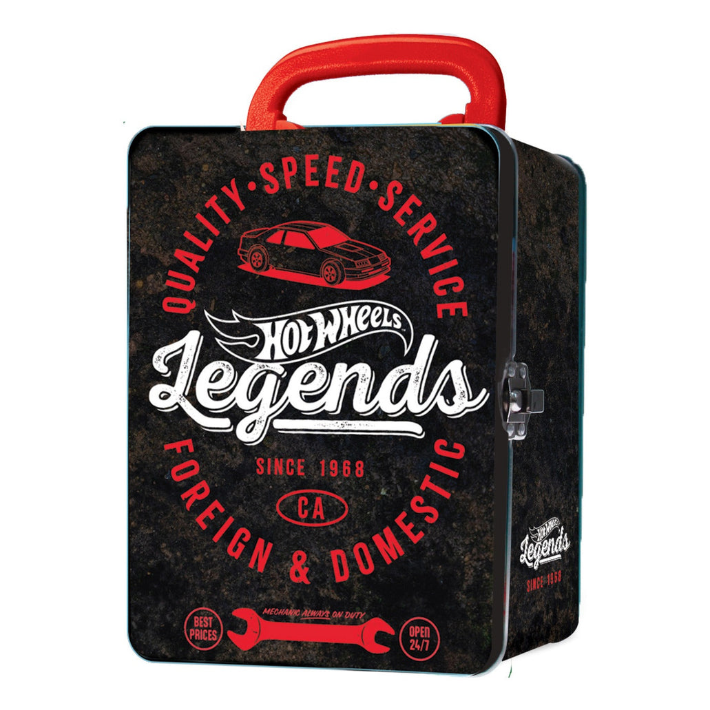 Hot Wheels Vintage Legends Metal Car Storage Case – Black, Holds 18 Cars