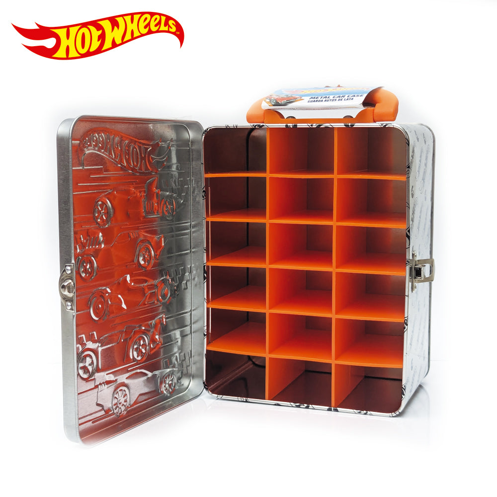 Hot Wheels Vintage Legends Metal Car Storage Case – Black, Holds 18 Cars
