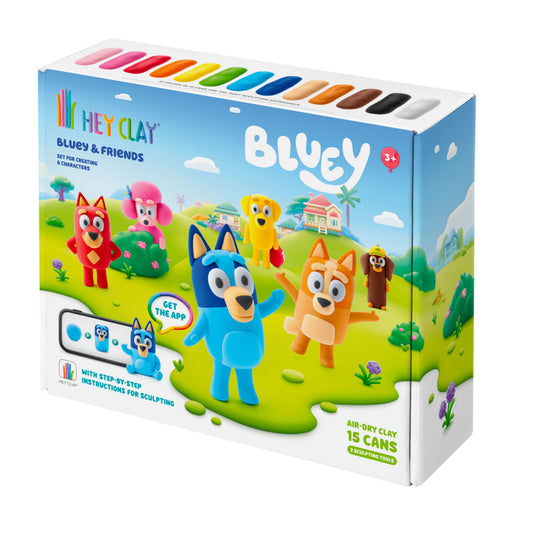 Hey Clay Bluey & Friends 15-Can Air-Dry Clay Set