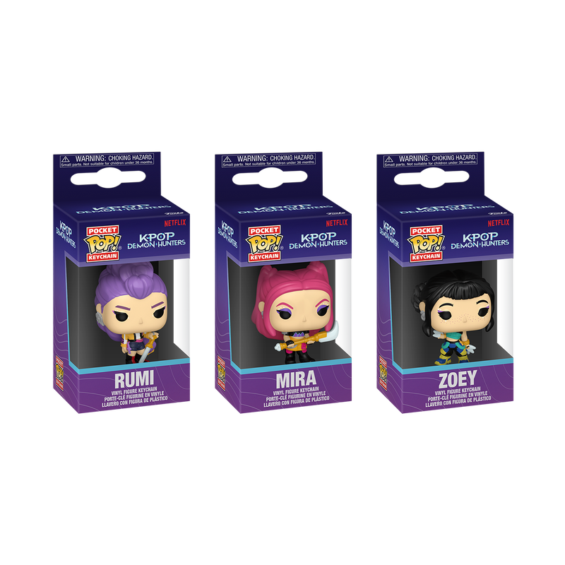 Funko Pop! Vinyl Keychain KPop Demon Hunters Rumi, Mira & Zoey 3 Pack