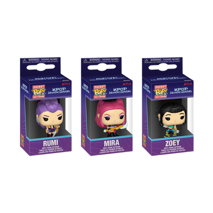 Funko Pop! Vinyl Keychain KPop Demon Hunters Rumi, Mira & Zoey 3 Pack