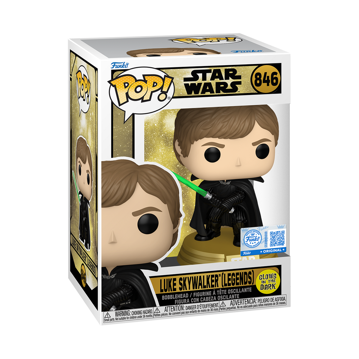 Funko Pop! Star Wars Legends Luke Skywalker Glow-in-the-Dark Vinyl Figure #846