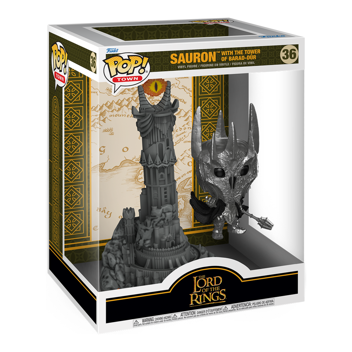Funko Pop! Vinyl Town The Lord of the Rings Sauron with the Tower of Barad dûr #36 Glow in the Dark Vinyl Figure #36