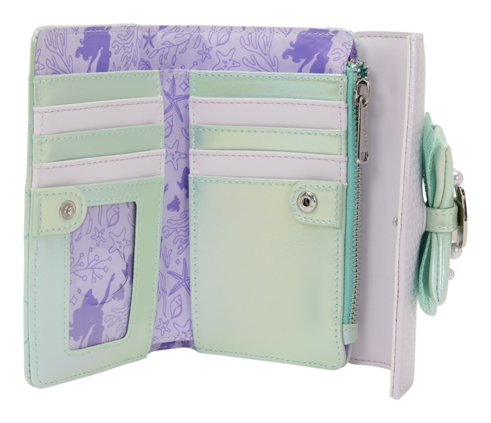 Loungefly - The Little Mermaid Iridescent Pearl Wallet With Card Slots And Faux Pearl Detailing