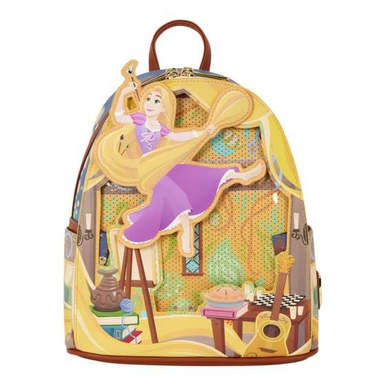Loungefly Disney Tangled Rapunzel Glow Pin Trader Mini Backpack