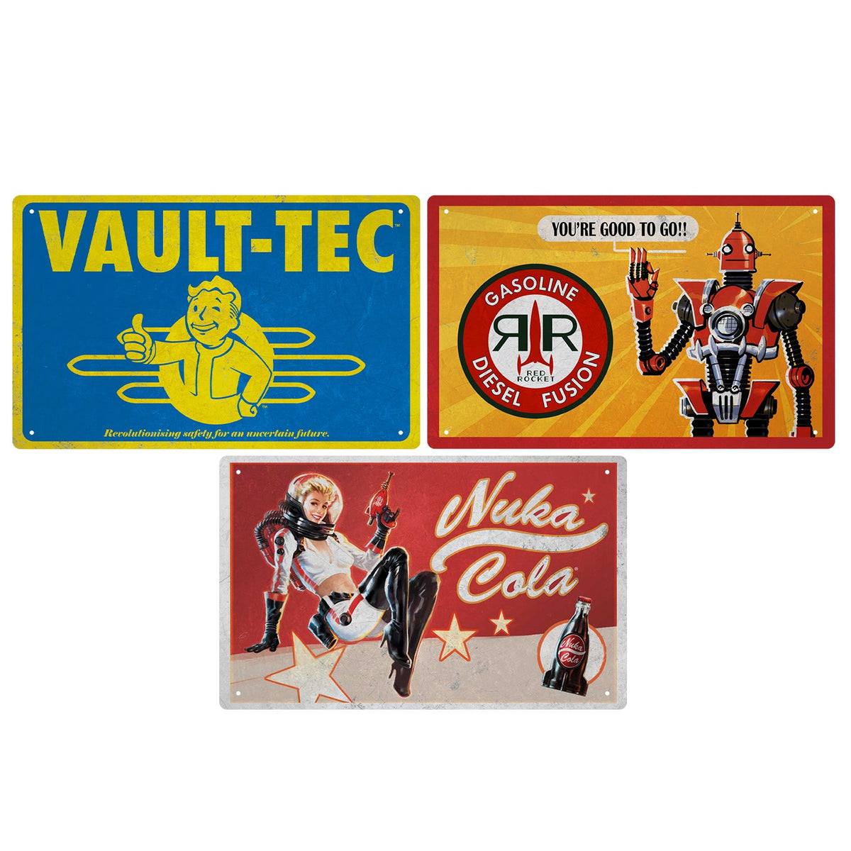 Fallout Set of 3 Tin Signs