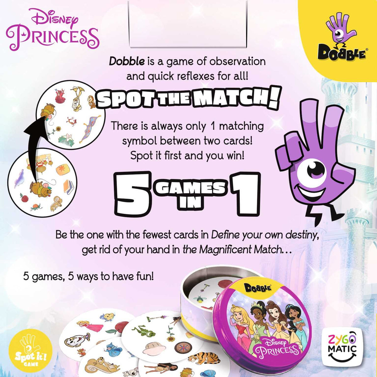 Dobble Disney Princess Card Game – 55 Cards